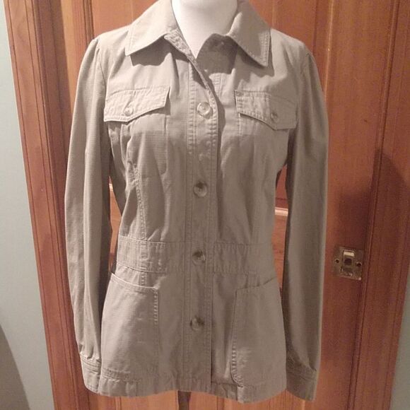 Tan Utility Cotton Blazer Size Small - Picture 1 of 6